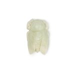 A pale celadon jade carving of a cicada, Qing dynasty, 19th century | 清十九世紀 青白玉雕瑞蟬把件