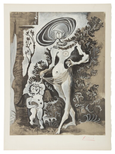 View full screen - View 1 of Lot 34. Vénus et l'amour voleur de miel (d'après Cranach l'Ancien).