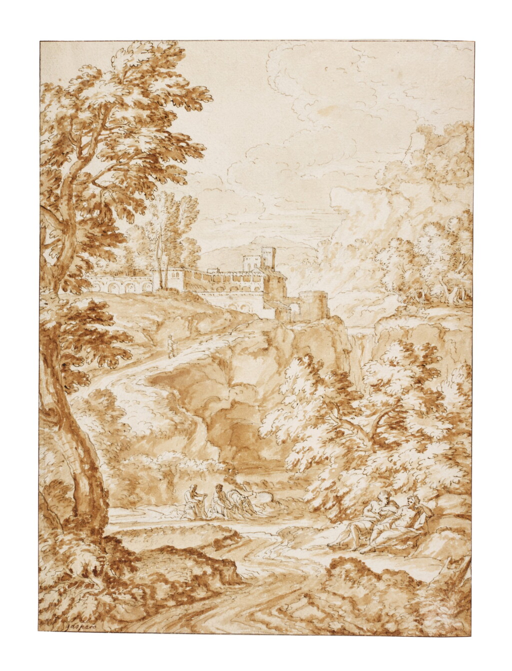 View full screen - View 1 of Lot 88. A rugged Italianate landscape with a castle on a hill.