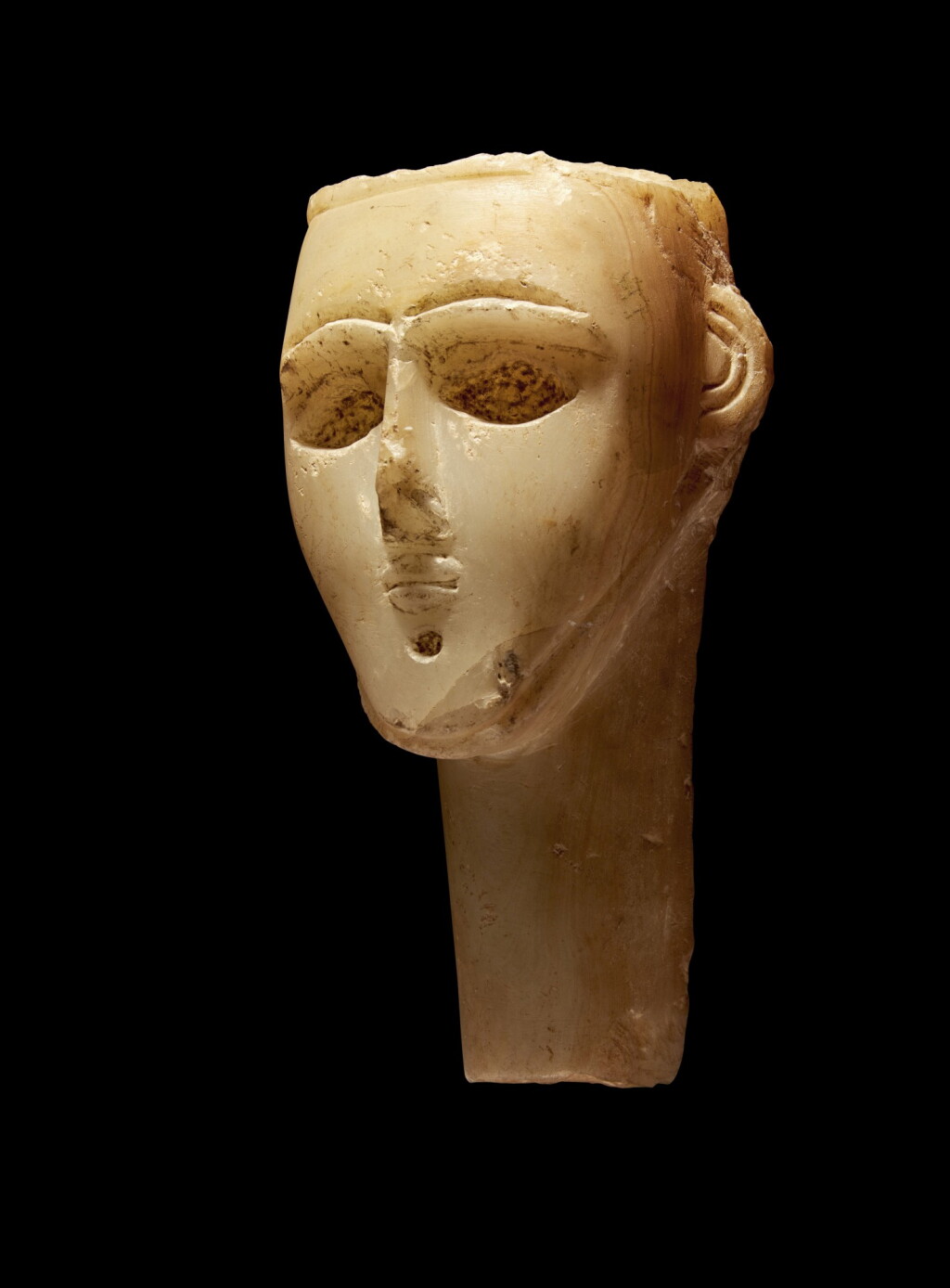 View full screen - View 1 of Lot 73. An Alabaster Head of a Man, Southern Arabia, circa 2nd/1st Century B.C..