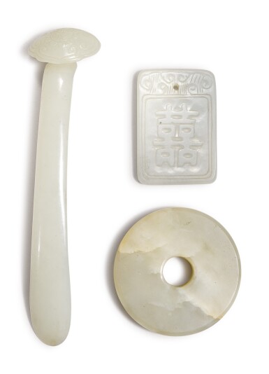 View full screen - View 1 of Lot 691. Three jade carvings, Ming - late Qing dynasty.