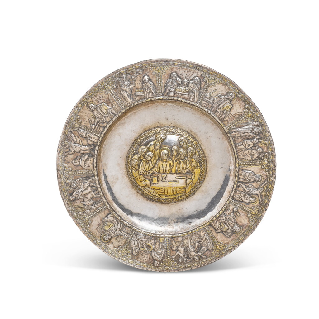 View full screen - View 1 of Lot 144. An Ottoman silver-gilt dish depicting The Last Supper, Turkey or the Balkans, 18th century.