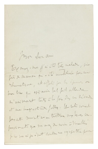 View full screen - View 1 of Lot 148. Lettre à René Peter. Juillet 1903. 2 p. Sur la relecture de La Bible d'Amiens..