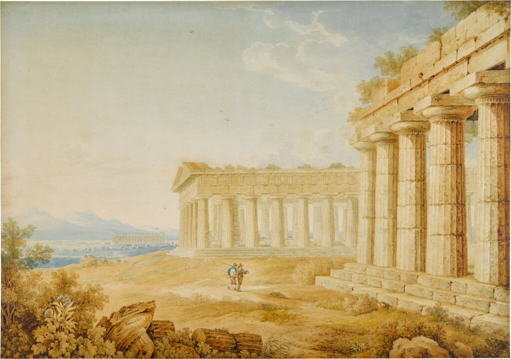 View full screen - View 1 of Lot 149. View of the temples at Paestum.