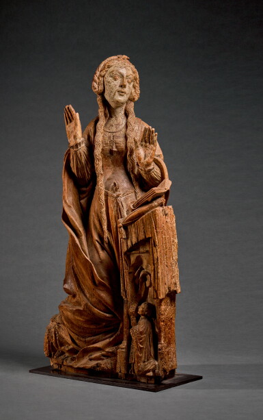 View full screen - View 1 of Lot 47. NORTH EASTERN FRENCH, POSSIBLY ARBOIS, CIRCA 1530 | VIRGIN ANNUNCIATE WITH A DONOR.