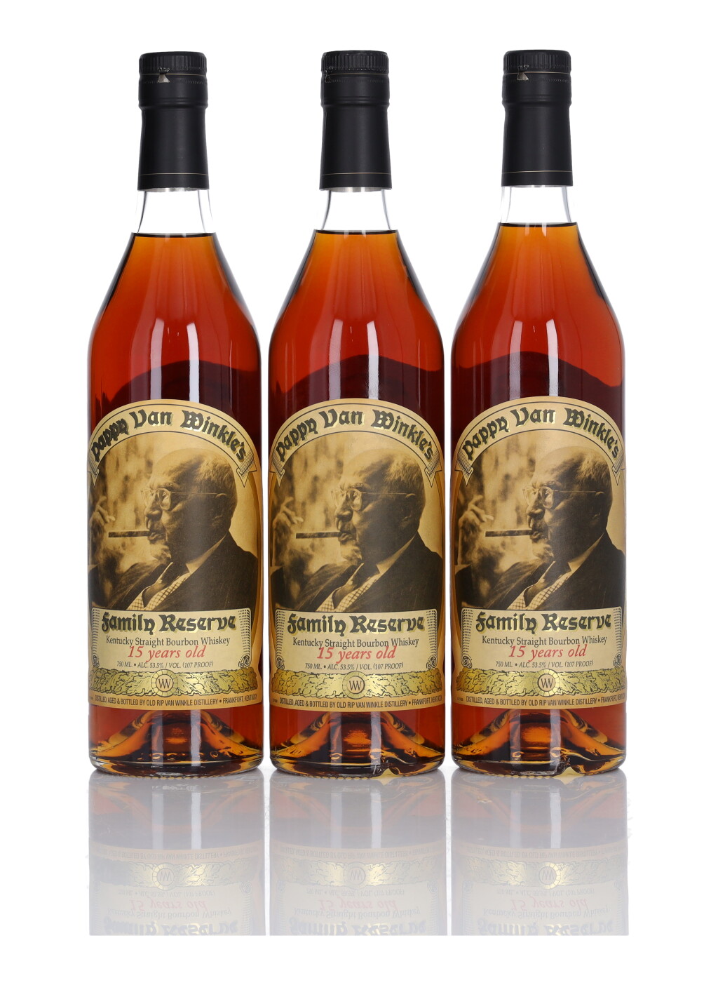 View full screen - View 1 of Lot 136. Pappy Van Winkle's 15 Year Old Family Reserve 107 Proof NV (3 Bottles 75cl).