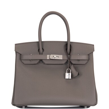 View full screen - View 1 of Lot 12. Hermès Etain Epsom Birkin 30cm Palladium Hardware.