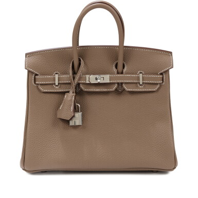 View full screen - View 1 of Lot 731. Etoupe Togo Birkin 25 Palladium Hardware, 2022.