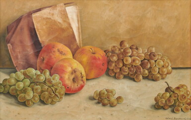 View full screen - View 1 of Lot 89. Nature morte aux pommes et aux raisins, 1936.