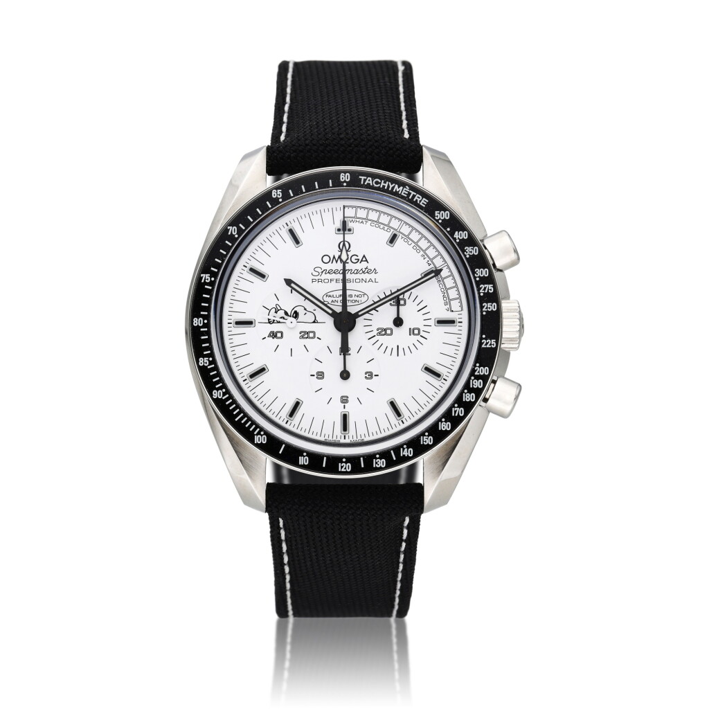 View full screen - View 1 of Lot 329. Reference 311.32.42.30.04.003 Speedmaster Apollo 13 45th Anniversary | A limited edition stainless steel chronograph wristwatch with a Silver Snoopy case back, Circa 2015.