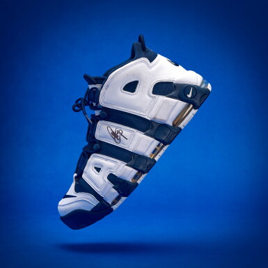View full screen - View 1 of Lot 60. Stephen Curry 2025-2026 Worn Dual-Signed Nike Air More Uptempo 96 'Olympic' .
