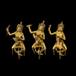 A set of three gilt-copper alloy figures of Yogini Tibet, 16th century | 十六世紀 西藏鎏金銅瑜伽母像三尊