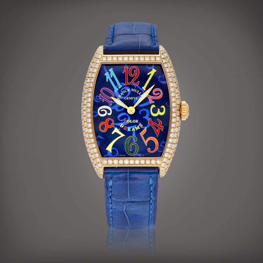 View full screen - View 1 of Lot 2249. Cintrée Curvex Color Dreams, Reference 7502 QZ D | A yellow gold and diamond-set wristwatch, Circa 2008 | Cintrée Curvex Color Dreams 型號7502 QZ D | 黃金鑲鑽石腕錶,約2008年製.