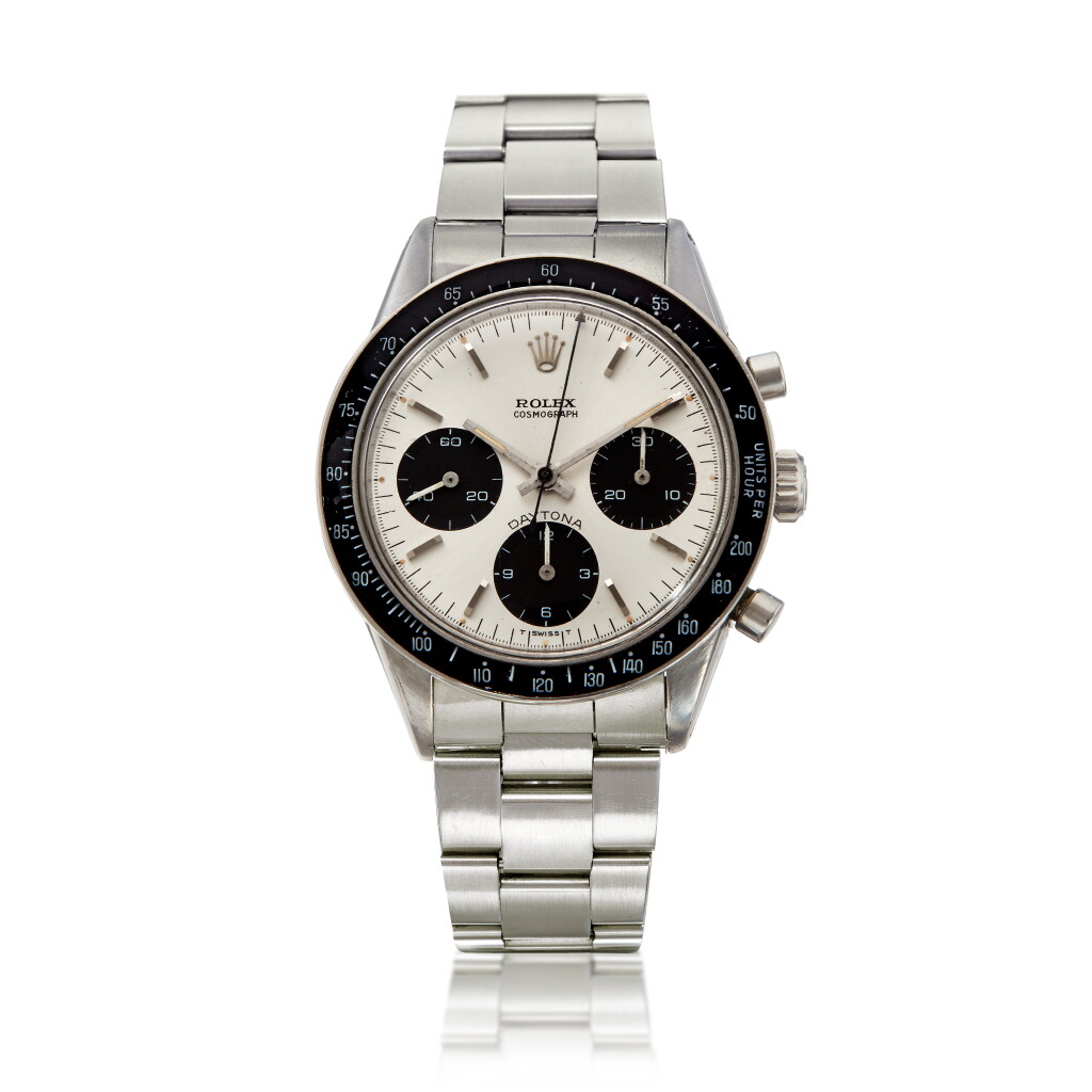 View full screen - View 1 of Lot 14. Reference 6264 Daytona, A stainless steel chronograph wristwatch with bracelet, Circa 1971 勞力士 6264 型號 Daytona 精鋼計時鍊帶腕錶,約1971年製.