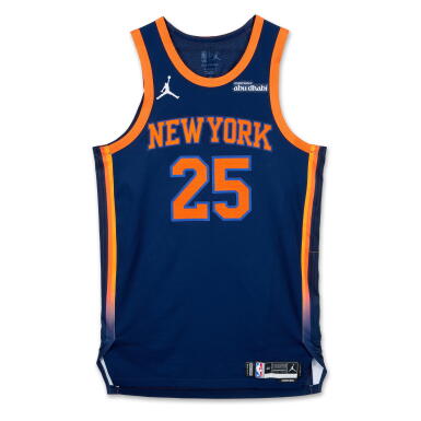View full screen - View 1 of Lot 54. Mikal Bridges New York Knicks 2024-2025 Emirates NBA Cup Quarterfinals Game Worn Statement Edition Jersey | Matched to 2 Games.