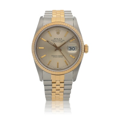 View full screen - View 1 of Lot 44. Datejust, Ref. 16233 Stainless steel and yellow gold wristwatch with date, bracelet and striped dial Circa 1990.