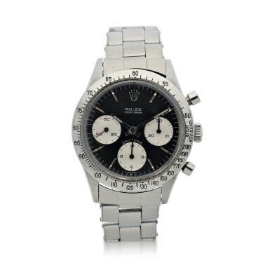 View full screen - View 1 of Lot 4. ROLEX | REFERENCE 6239 BLUE DAYTONA A STAINLESS STEEL CHRONOGRAPH WRISTWATCH WITH BRACELET, CIRCA 1967.
