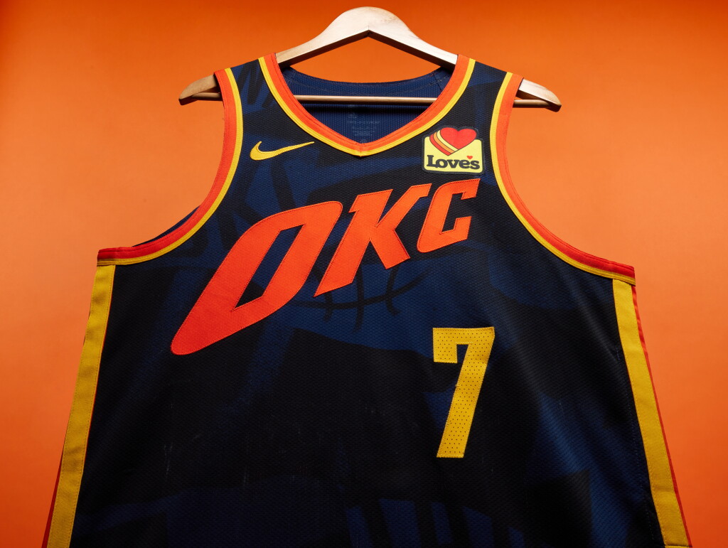 View full screen - View 1 of Lot 78. Chet Holmgren Oklahoma City Thunder 2023-2024 In-Season Tournament Game Worn City Edition Jersey.