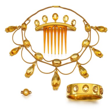 View full screen - View 1 of Lot 154. A citrine parure, circa 1860 .