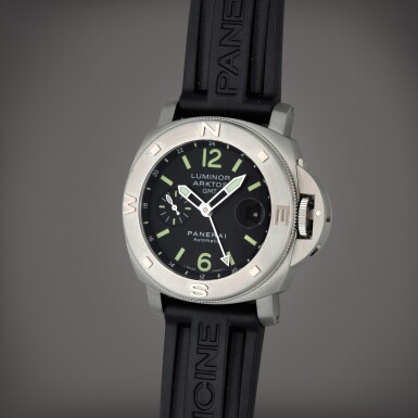 View full screen - View 1 of Lot 438. Luminor Arktos GMT, Reference PAM00186 | A stainless steel dual time zone wristwatch with date | Circa 2004.