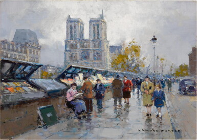 View full screen - View 1 of Lot 136. EDOUARD CORTÈS | BOUQUINISTES, NOTRE DAME.
