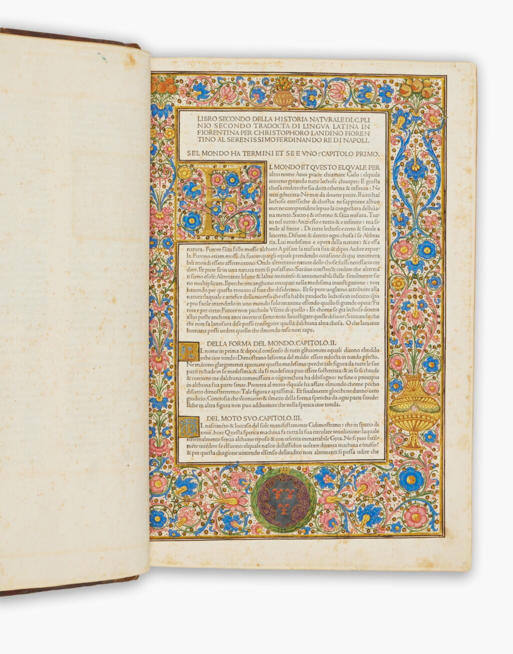 View full screen - View 1 of Lot 20. Pliny | The first edition in Italian of the Natural History, Venice: Nicolaus Jenson, 1476.