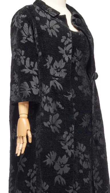View full screen - View 1 of Lot 66. Haute Couture Black Tapestry Ensemble, 1950s.