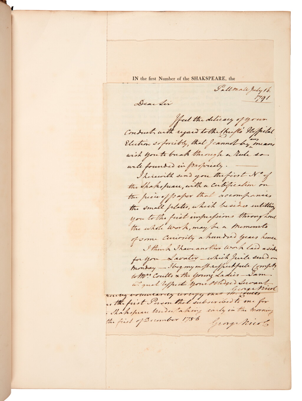 View full screen - View 1 of Lot 111. Shakespeare | The dramatic works, 1791, 9 vols, the first subscriber's copy, presented by Thomas Coutts to Harriot Mellon.
