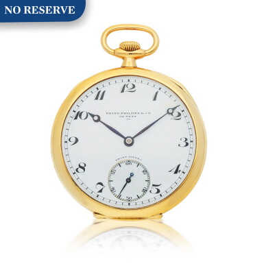 View full screen - View 1 of Lot 657. PATEK PHILIPPE | RETAILED BY TRUST JOYERO: YELLOW GOLD OPEN-FACED WATCH MADE IN 1923.