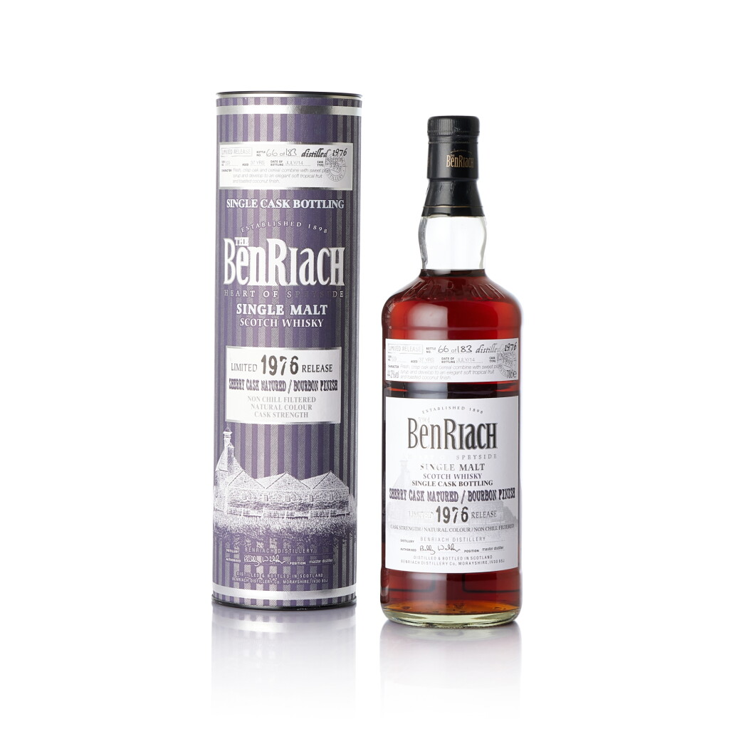View full screen - View 1 of Lot 6603. Benriach Single Cask Bottling Batch 11 37 Year Old Cask #529 44.2 abv 1976 (1 BT70).