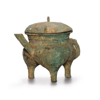 View full screen - View 1 of Lot 49. An archaic bronze tripod ritual wine vessel and cover (He), Western Zhou dynasty .