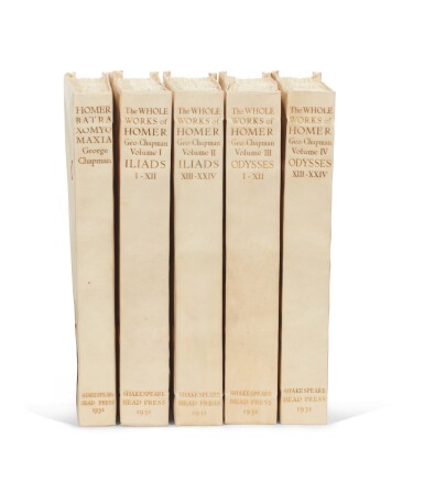 View full screen - View 1 of Lot 167. Shakespeare Head Press--Homer, The Whole Works of Homer, translated by George Chapman, 1930-31.