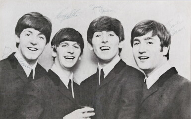 View full screen - View 1 of Lot 2. THE BEATLES | photograph signed by all four Beatles, 1964.