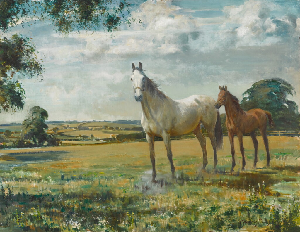 View full screen - View 1 of Lot 39. A Mare and Foal in a Paddock.