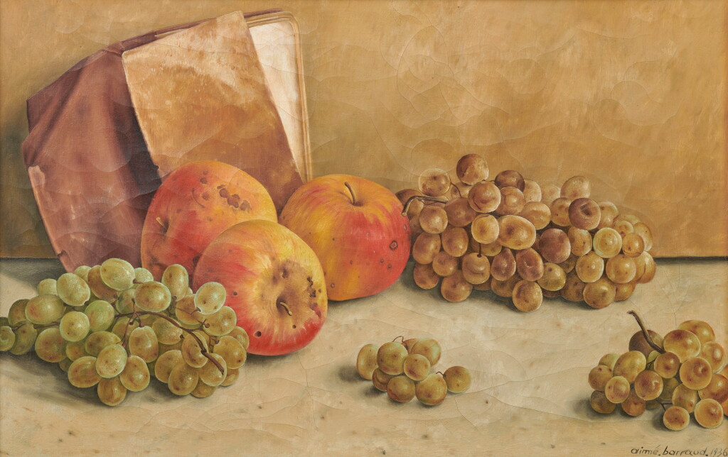 View full screen - View 1 of Lot 89. Nature morte aux pommes et aux raisins, 1936.
