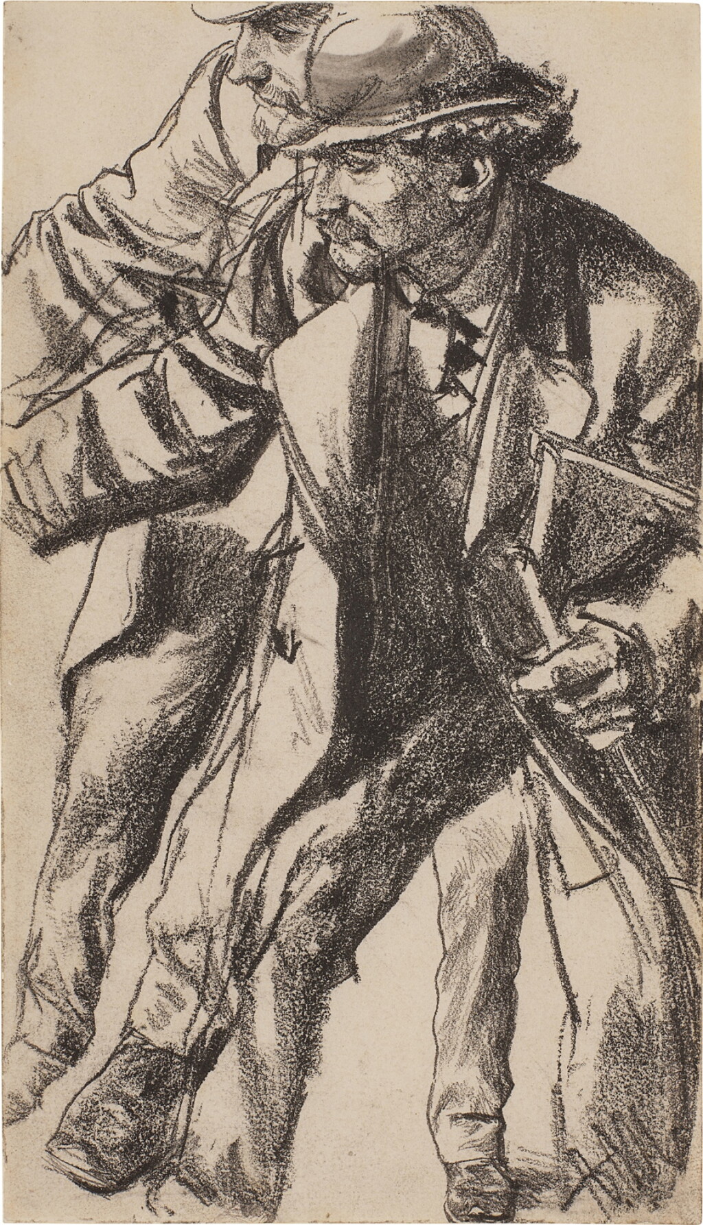 View full screen - View 1 of Lot 197. Studies of a Man Wearing a Hat and Coat and Bending Forward.