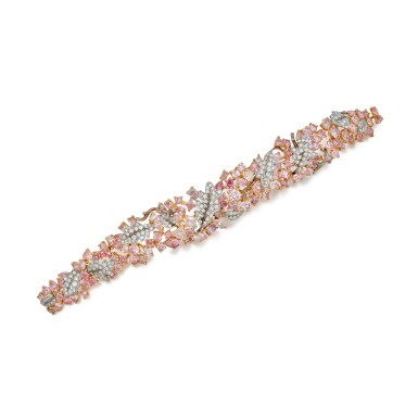 View full screen - View 1 of Lot 92. Fancy Colored Diamond and Diamond Bracelet.