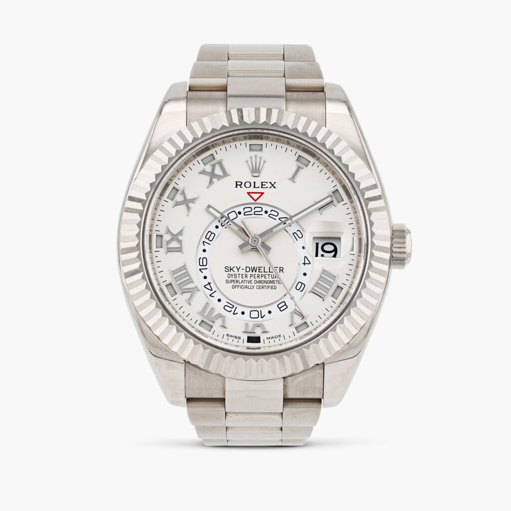 View full screen - View 1 of Lot 371. Sky-Dweller, reference 326939, white gold annual calendar and dual time zone wristwatch and bracelet, circa 2013.