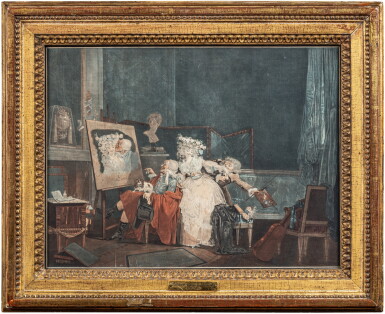 View full screen - View 1 of Lot 813. An etching and aquatint of Les Deux Baisers, after Philibert Debucourt (1755–1832), 1786.