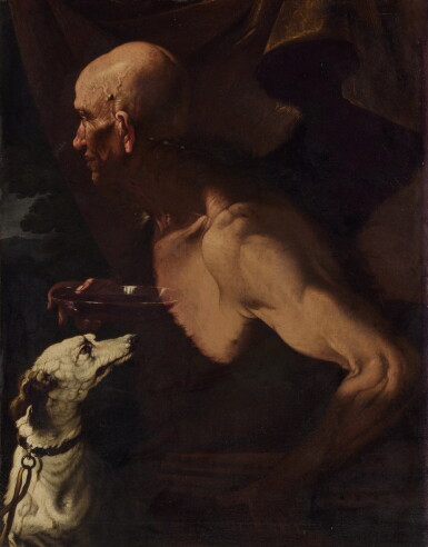 View full screen - View 1 of Lot 20. Man with a Glass Dish of Wine, Bagpipes, and a Dog.