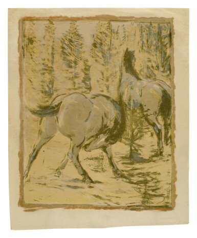 View full screen - View 1 of Lot 51. Pferde in der Schwemme (Lankheit 822).