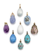 A Fabergé gold and enamel egg pendant, workmaster Feodor Afanasiev, St Petersburg, late-19th century/early-20th century