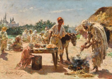 View full screen - View 1 of Lot 217. Taking Refreshment in Ain-Sefra, Algeria.