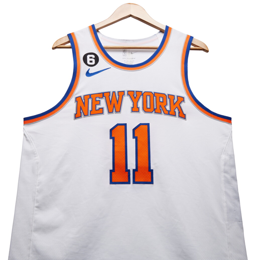 View full screen - View 1 of Lot 83. Jalen Brunson New York Knicks 2022-2023 Game Worn Association Edition Jersey.