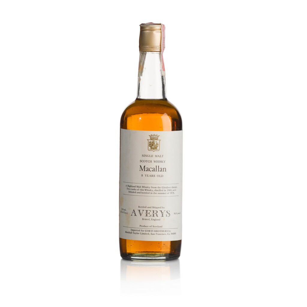 View full screen - View 1 of Lot 190. Macallan Avery's Corti Brothers 8 Year Old 86.8 Proof 1969 (1 BT75).