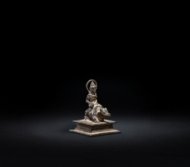 View full screen - View 1 of Lot 11. A bronze figure of Yama on bull, Java, 9th century.