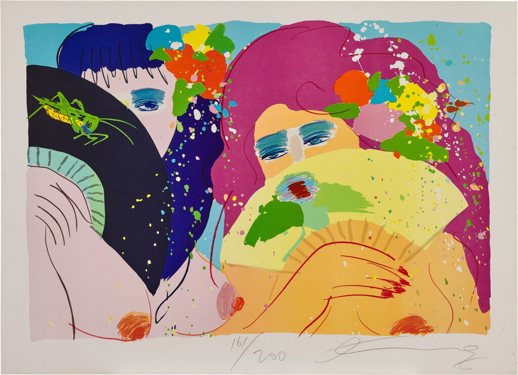 View full screen - View 1 of Lot 2059. Walasse Ting 丁雄泉 | Two ladies with fans 雙美與扇.