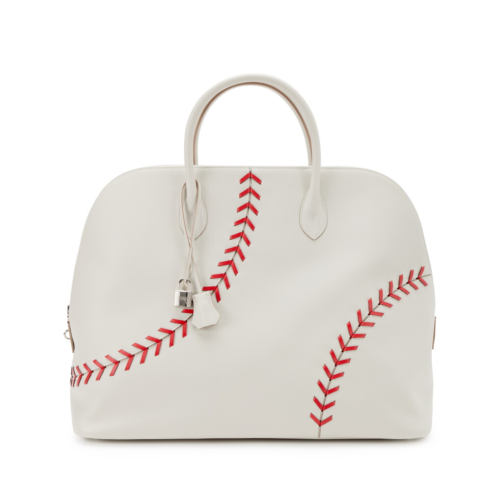 View full screen - View 1 of Lot 91. Gris Perle and Rouge Casaque Evercolor 1923 Baseball Bolide 45 Palladium Hardware, 2018.