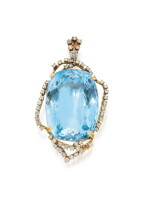 BLUE TOPAZ AND DIAMOND PENDANT