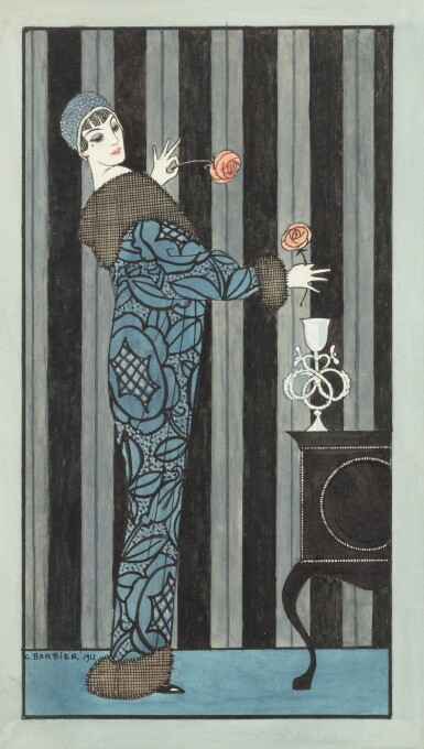 View full screen - View 1 of Lot 2016. An elegant Lady holding a rose, 1912 | Elégante à la rose, 1912.